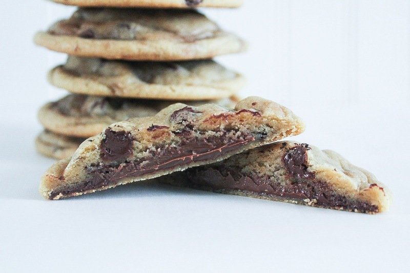 Hazelnut Stuffed Chocolate Chip Cookies