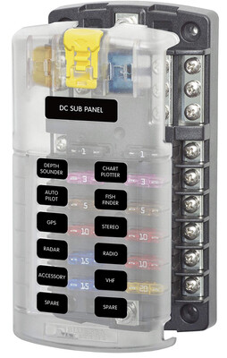 BlueSea Fuse Panel 12pos / 12Neg with Cover