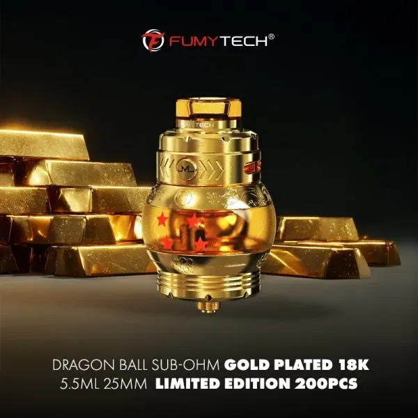Dragon Ball Sub-Ohm Gold Plated 18k Limited Edition 200pcs 5.5ml 25mm - Fumytech Dragon Ball Sub-Ohm Gold Plated 18k Limited Edition 200pcs 5.5ml 25mm - Fumytech