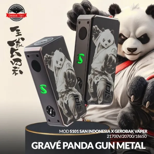 Box S101 21700/20700/18650 - San Indonesia X Gerobak Vaper - Panda Gunmetal Box S101 21700/20700/18650 - San Indonesia X Gerobak Vaper - Panda Gunmetal