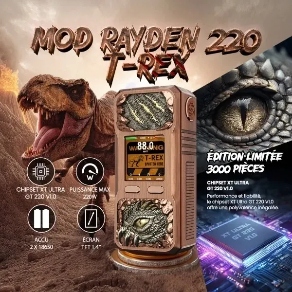 Mod Rayden 220 T-Rex Limited Edition - BD Vape Mod Rayden 220 T-Rex Limited Edition - BD Vape