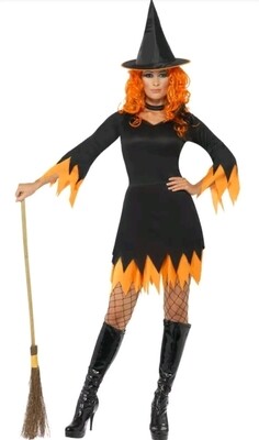 Witch Costume Black &amp; Orange size M (C22)