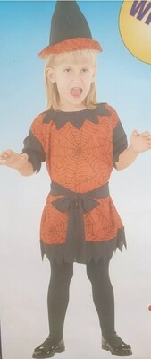 Toddler Pretty Witch Costume, Girls, Orange, Age 2-4 Years (WC53)