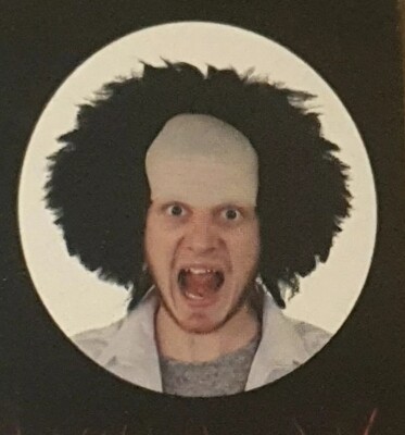 Black Hair Wig on Bald Cap Creepy Look (W26/24)