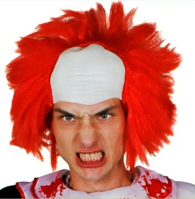 Red Hair Wig on Bald Cap Creepy Look (CW27/24)