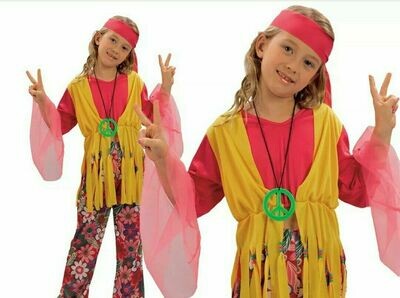 Hippy Girls Costume Kids Hippie 1970s 7-9