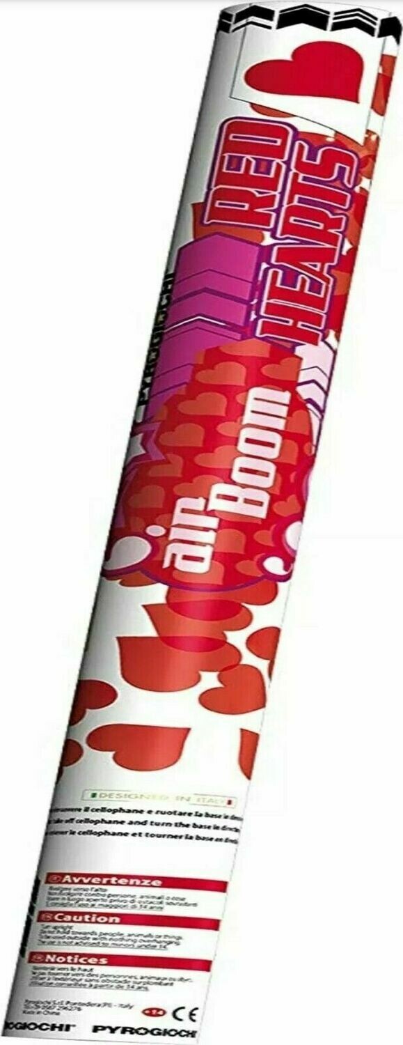 Confetti Cannon Party Shooter Popper Red Hearts 60cm