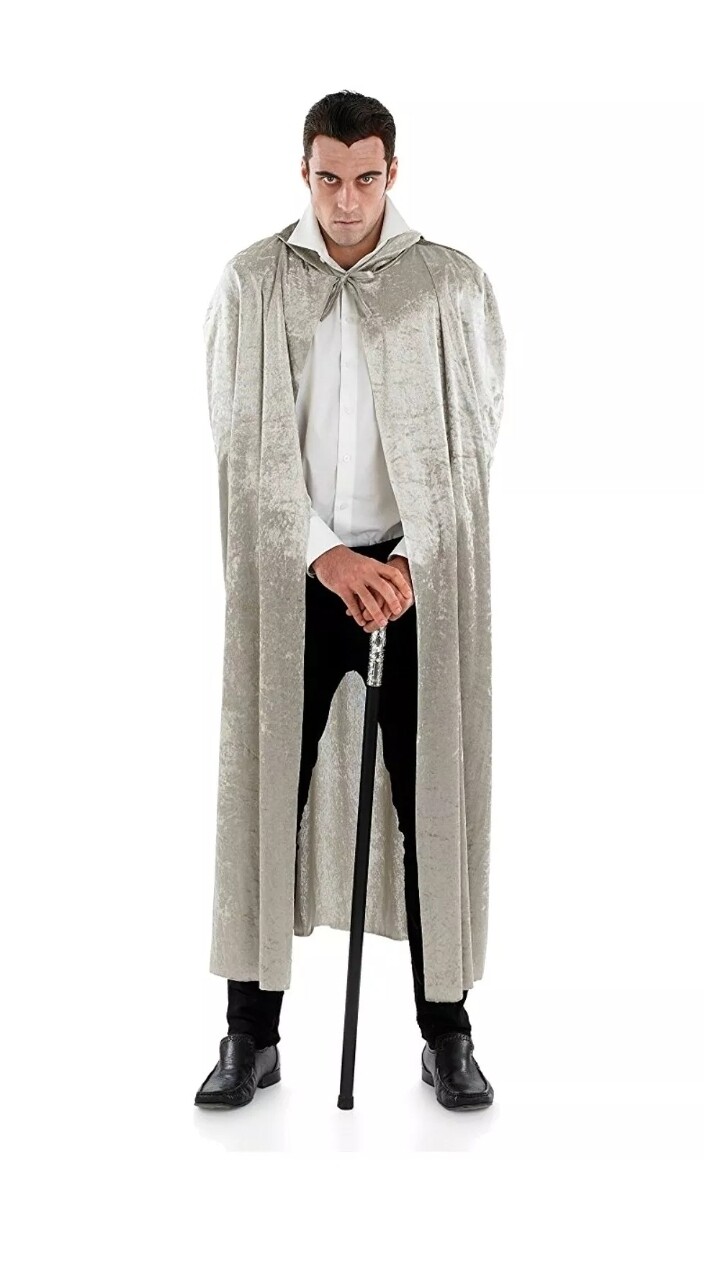 Grey Velour Hooded Cape