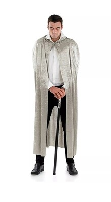 Grey Velour Hooded Cape