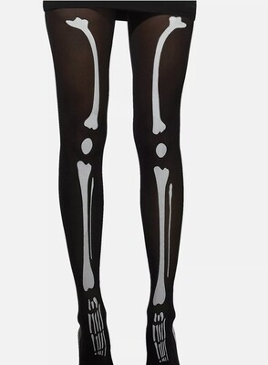 Ladies Skeleton Print Opaque Tights