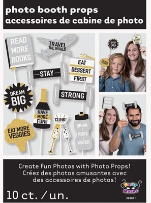 Resolution New Years Eve Photo Booth Props, Set of 10 (W41)