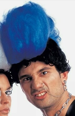Unisex Punk Rockstar Wig for 80&#39;s - Blue and Black colour (W21/24)