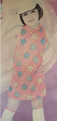Retro Pink Flower Power Hippy 60s 6-8
