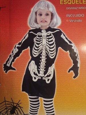 Skeleton Girl Costume - Medium 120- 130cm age 7-9 (WC50)