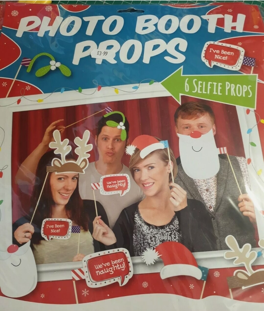 Xmas Photo Booth Props - 6 Selfie Props (W41)