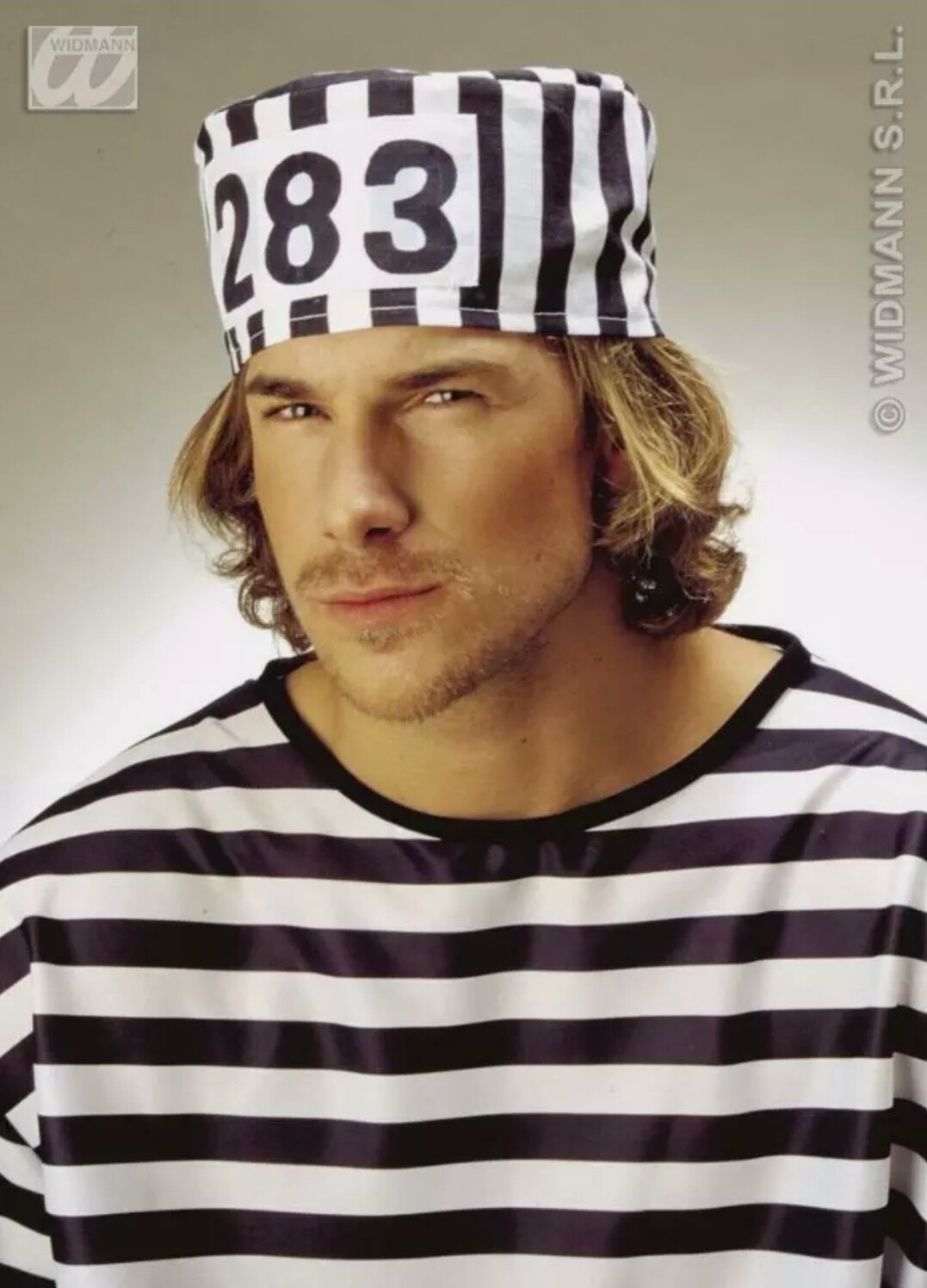 ADULT CONVICT PRISONER HAT BLACK AND WHITE STRIPED (W40)