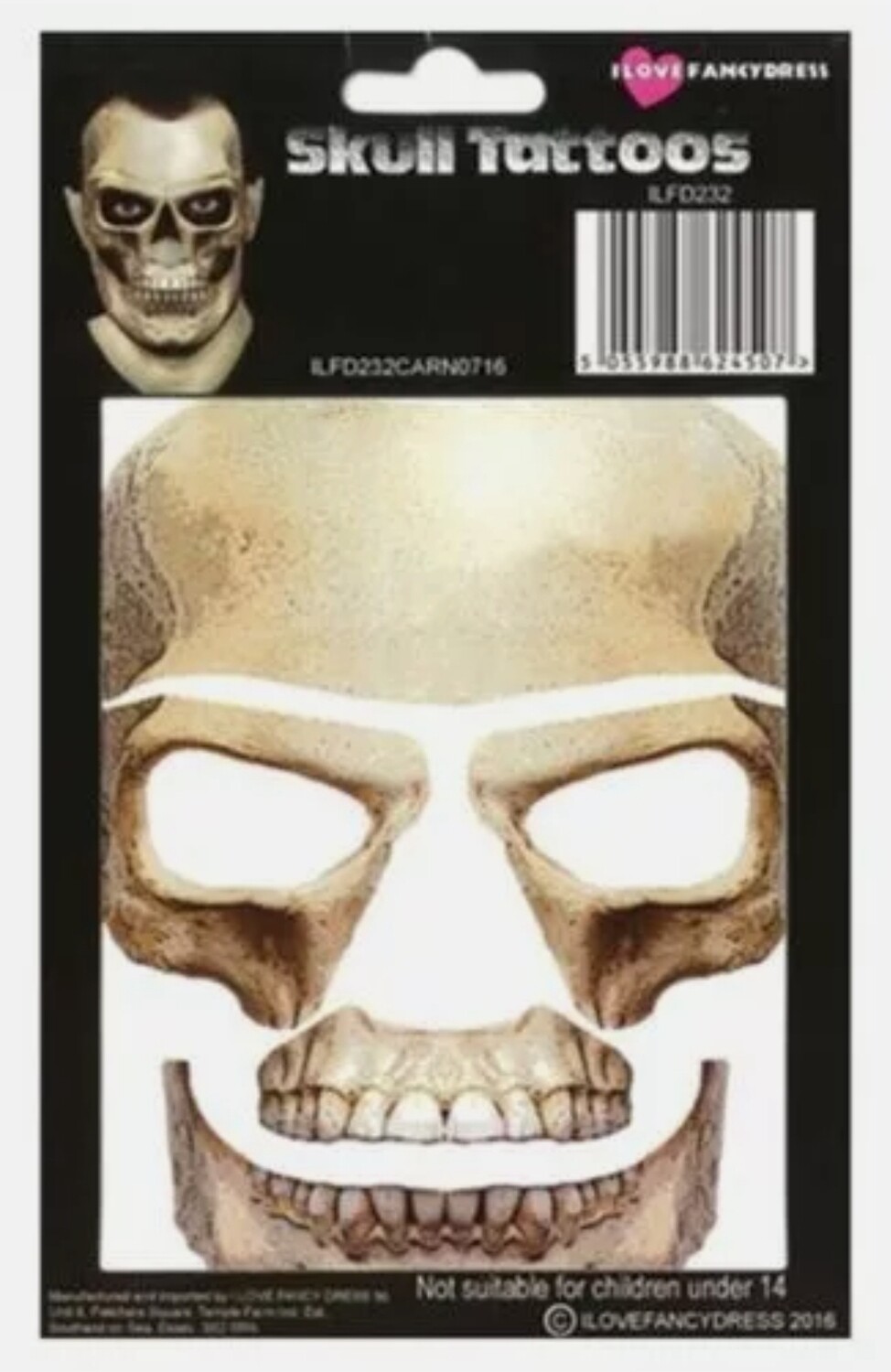 TEMPORARY FACE TATTOOS HALLOWEEN ADULTS SUGAR SKULL MAKE UP (W37)