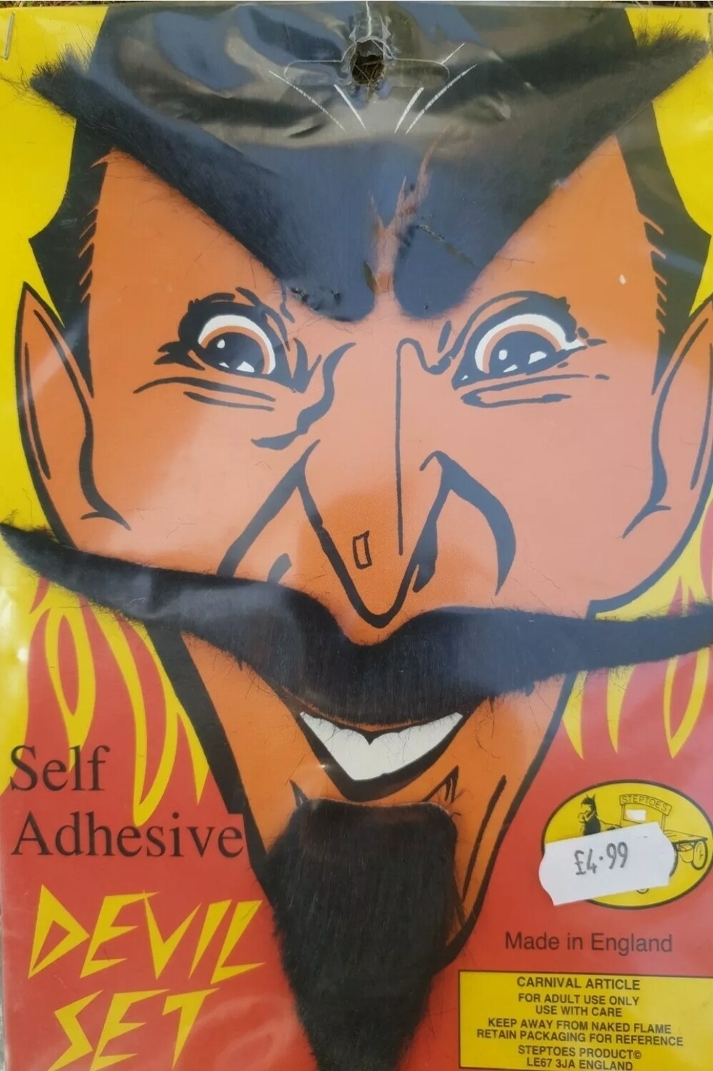 Adult Devil Set Facial Hair Black Halloween Fancy Dress Tash, Beard &amp; Eyebrows (W25)