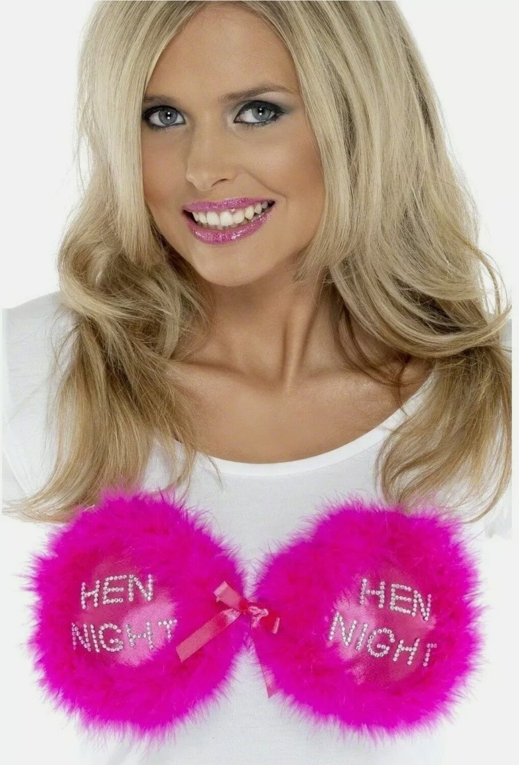 Smiffys Pink Fluffy Hen Night Bra