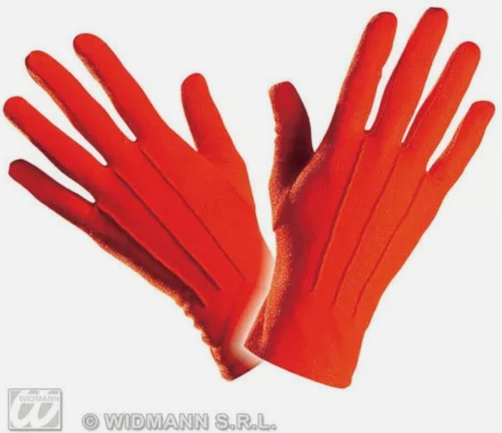 Clown Bright Red Short Seamed Gloves