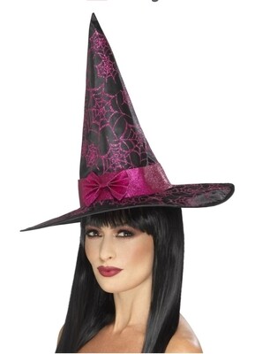 Adult Glitter Cobweb witch hat (W25)
