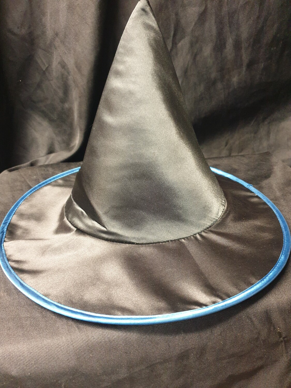 38cm Adult Black Witch Hat with Blue Trim
