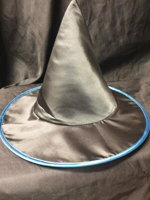 38cm Adult Black Witch Hat with Blue Trim