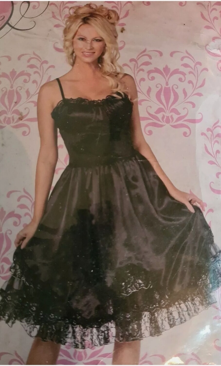 Black Knee Length Dress S UK 8/10 (C22)