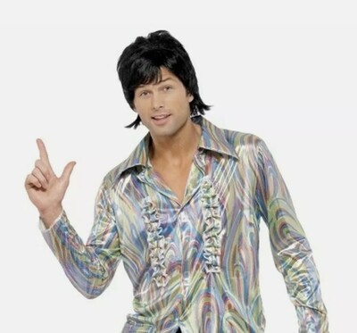 70s Retro Fancy Dress - Shirt &amp; Green Flares  XL 46-48 (C22)