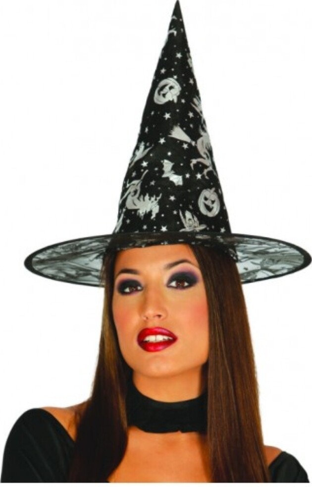 Silver Spider Halloween Cob Web Witch Hat