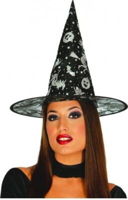 Silver Spider Halloween Cob Web Witch Hat