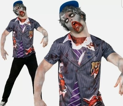 Men&#39;s Zombie School Boy T-shirt &amp; Cap (C22)