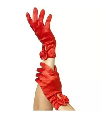 Fever Gloves Short Red with Bow