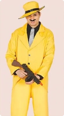 Mens Yellow Gangster Fancy Dress M/L (C22)