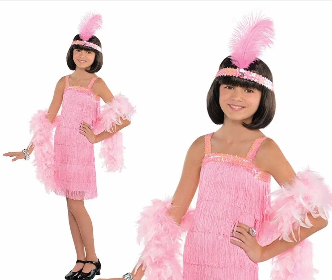Girls Pink 1920s Charleston 8-10 (C22)