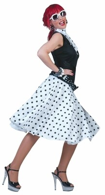 1950s ROCK N ROLL WHITE SKIRT &amp; SCARF (W48)