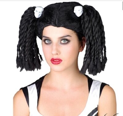 Womens Gothic Black Cheerleader Wig (W16/24)