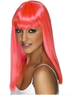 Glamourama Neon Pink Wigs Long (W6/24)