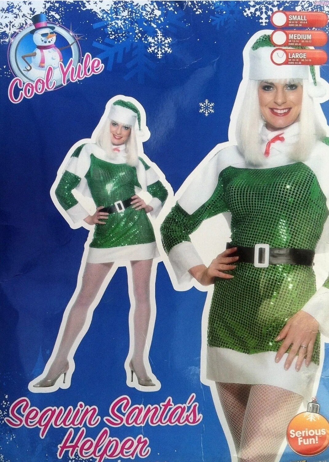Smiffys Cool Yule Sequin Santa&#39;s Helper L 16-18 (C23)