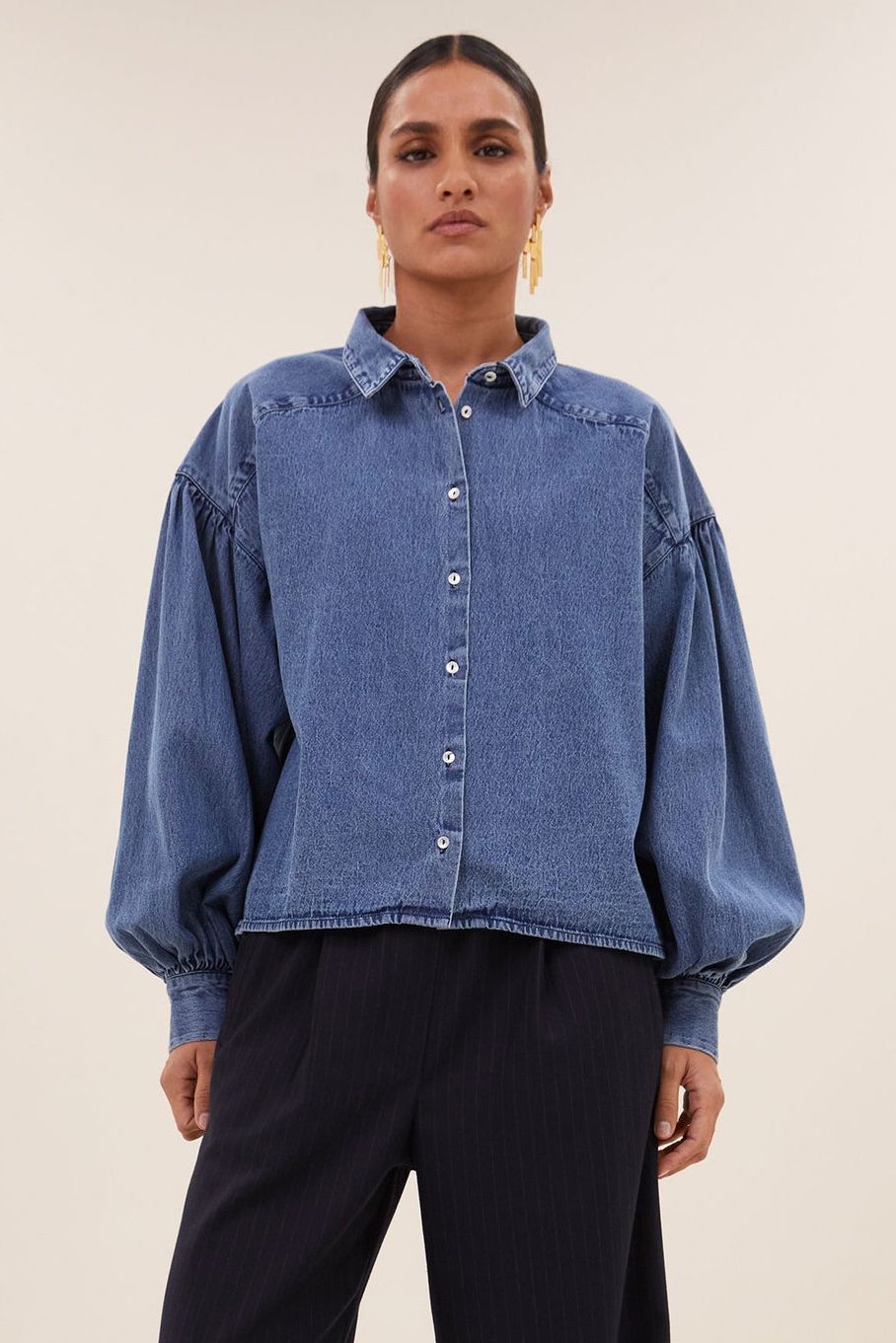 BY-BAR DENIM-BLUSE SARAH SHORT