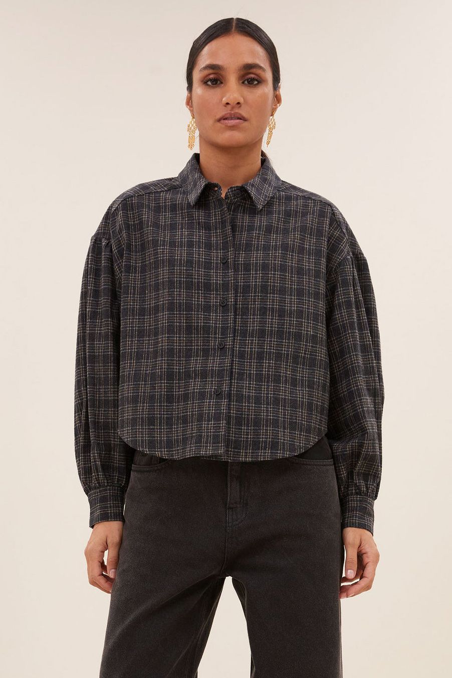 BY-BAR BLUSE SARAH SHORT CHECK
