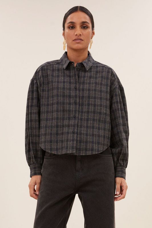 BY-BAR BLUSE SARAH SHORT CHECK