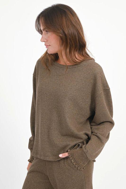 LOVE JOY VICTORY GLITZER-SWEATER ROSE