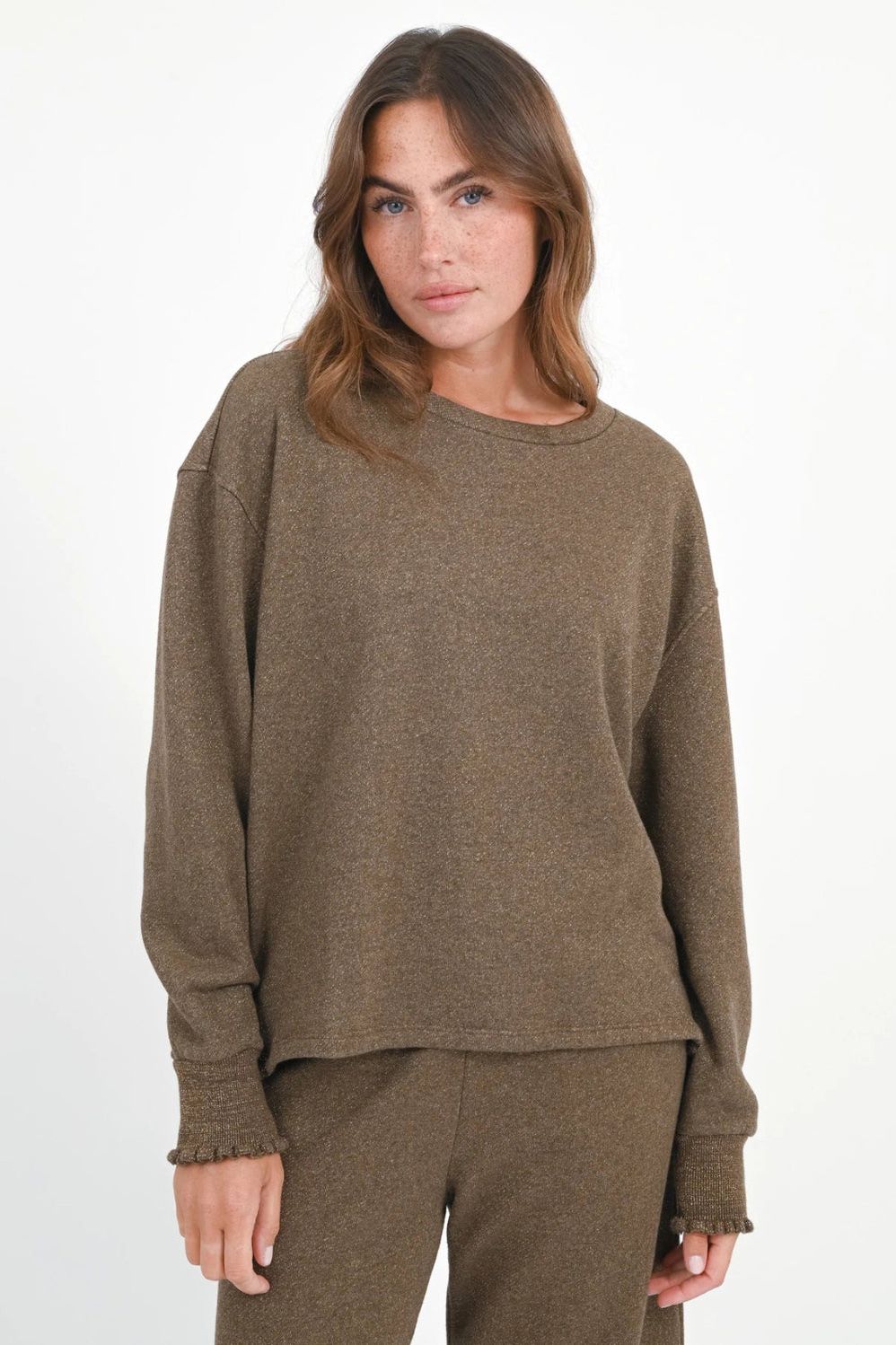 LOVE JOY VICTORY GLITZER-SWEATER ROSE