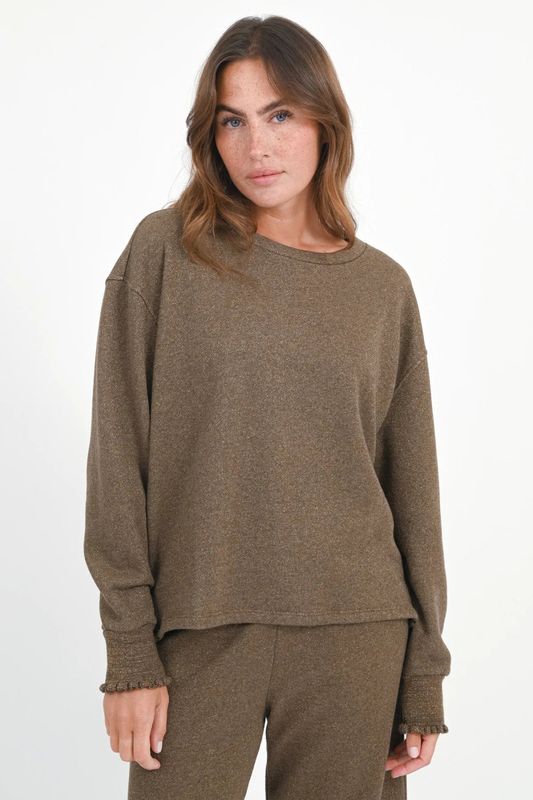 LOVE JOY VICTORY GLITZER-SWEATER ROSE