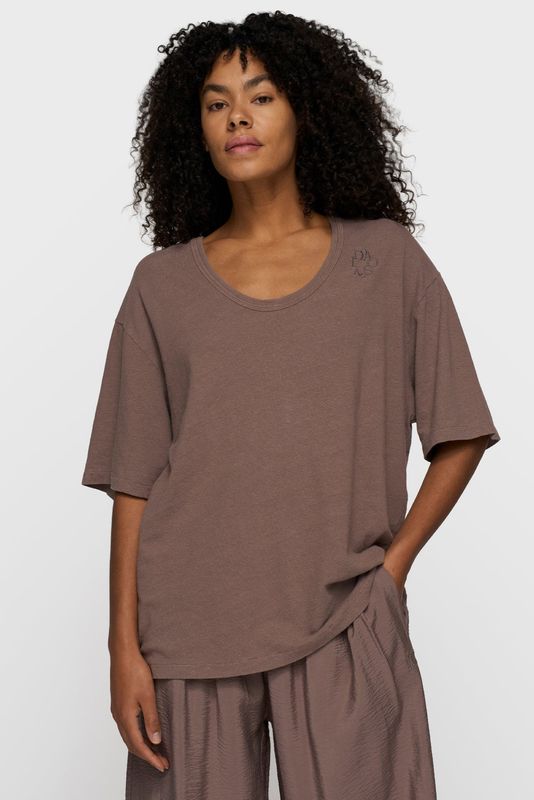 10 DAYS COTTON LINEN DEEP TEE SHIRT