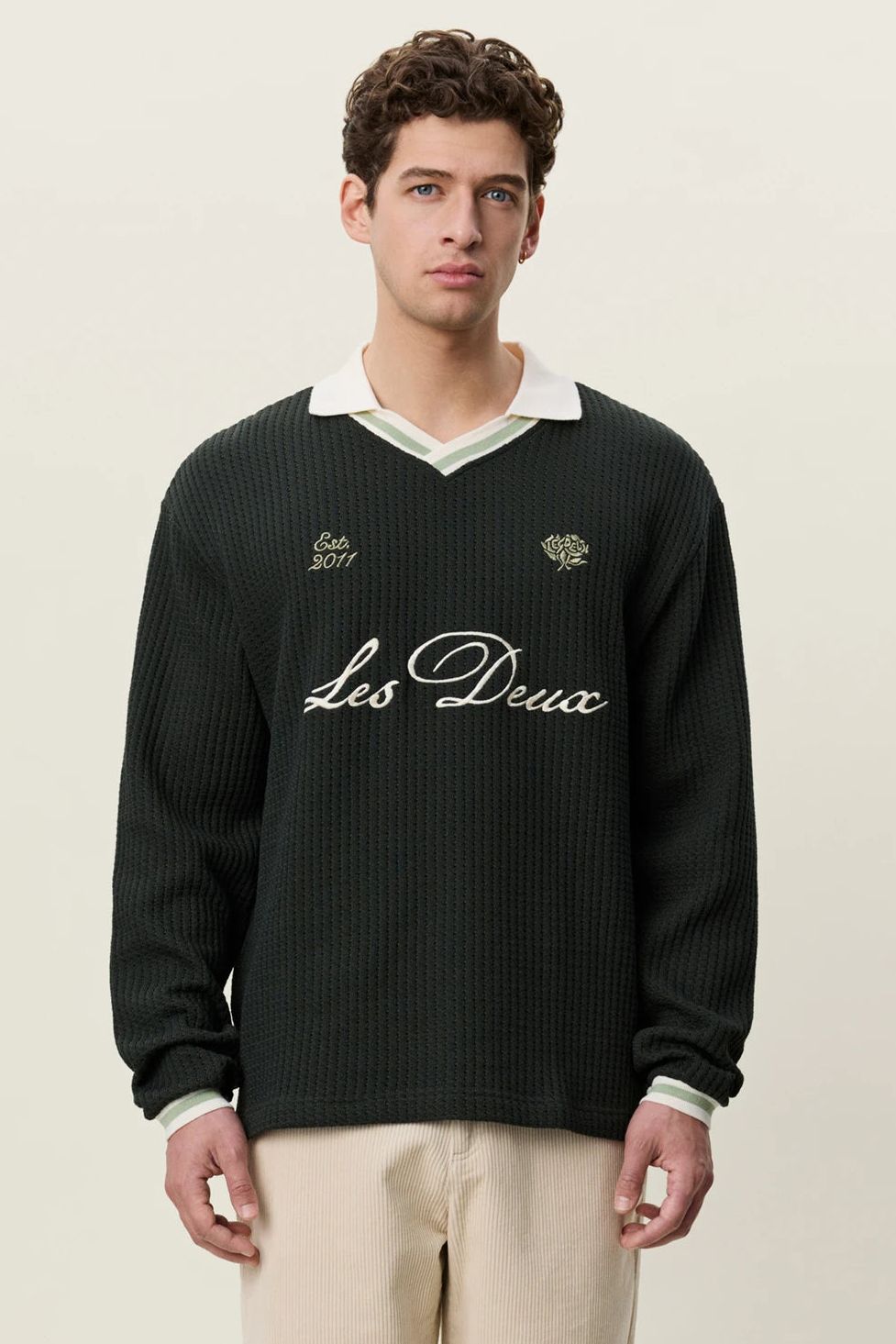 LES DEUX LONGSLEEVE-POLO WAFFLE