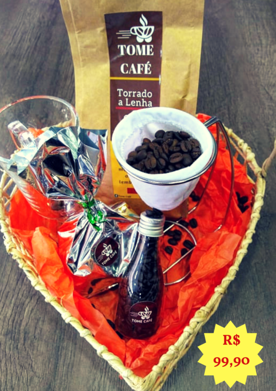 Cesta de coração para amantes de café