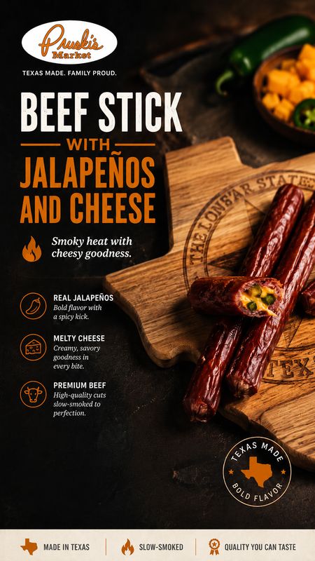 Beef Stick with Jalapeños and Cheese
