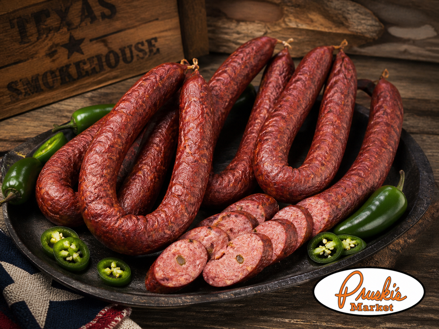 Close-up of Pruski's jalapeño dried sausage
